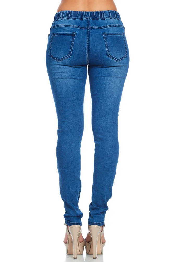 Women's Diagonal Zipper Denim Jogger sold by G-Style USA product image thumbnail 4