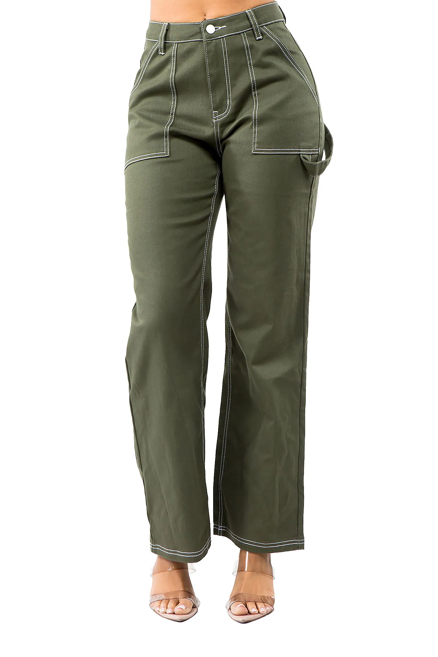 Women's High Rise Carpenter Wide Leg Denim Pants sold by G-Style USA product image thumbnail 2