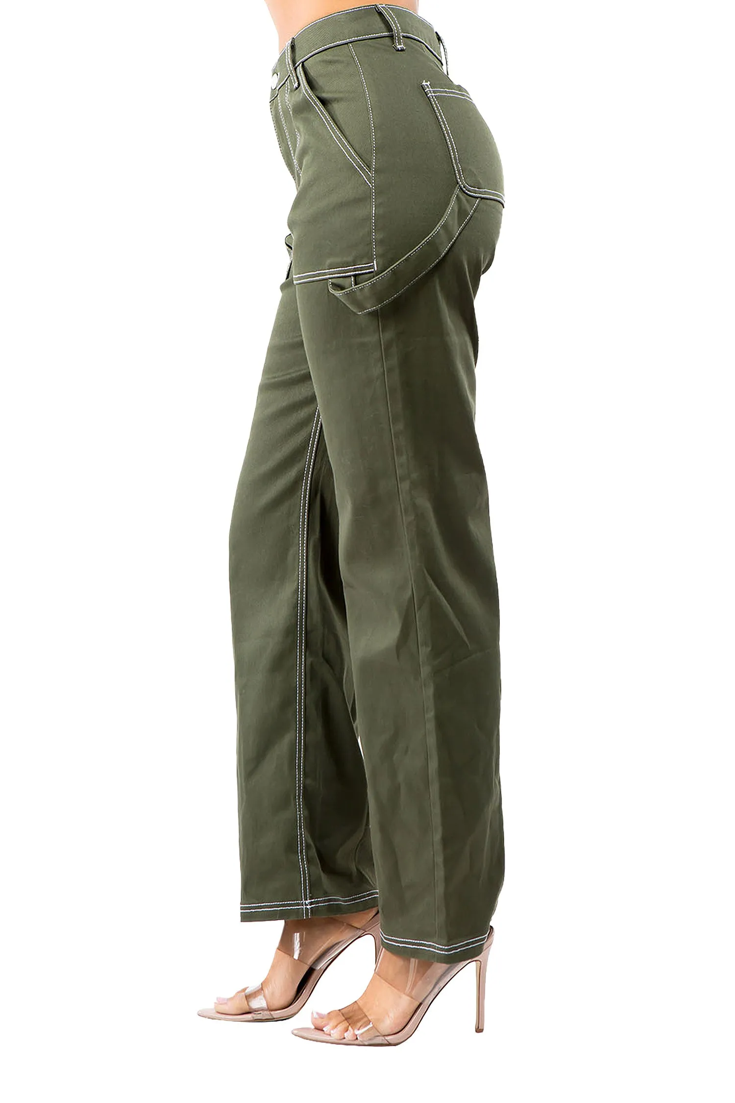 Women's High Rise Carpenter Wide Leg Denim Pants sold by G-Style USA product image thumbnail 3