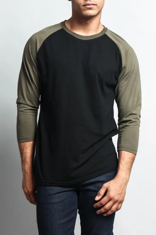Men's Baseball T-Shirt (Black/Olive) sold by G-Style USA