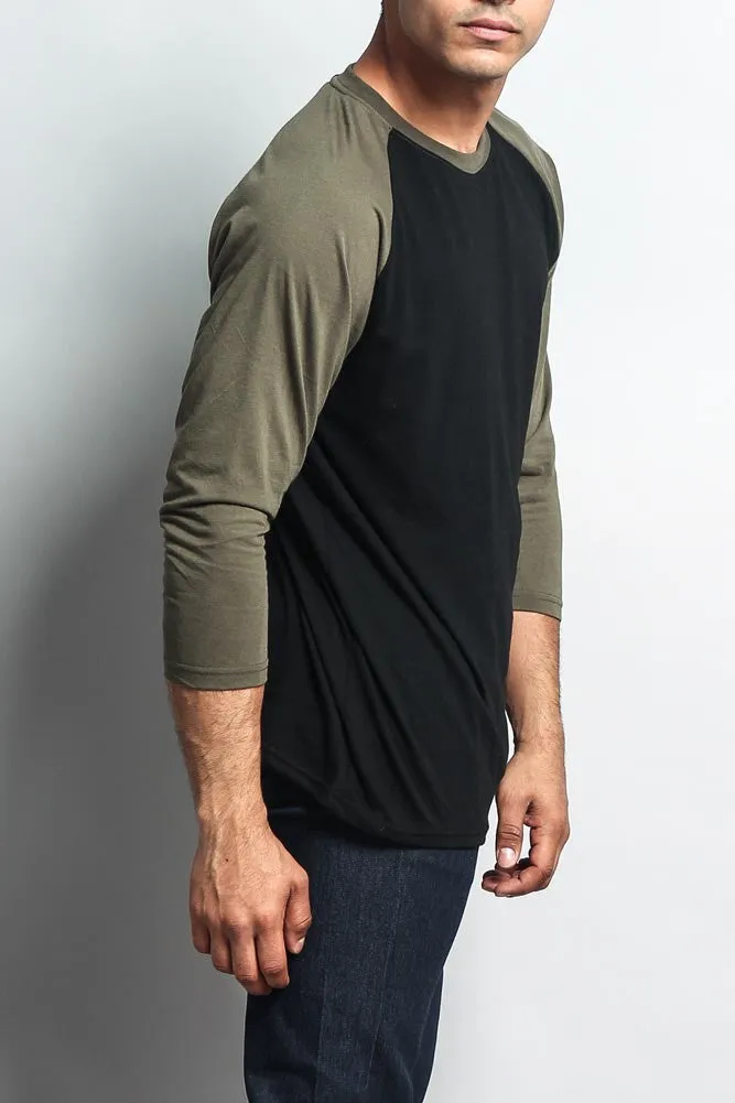 Men's Baseball T-Shirt (Black/Olive) sold by G-Style USA product image thumbnail 2