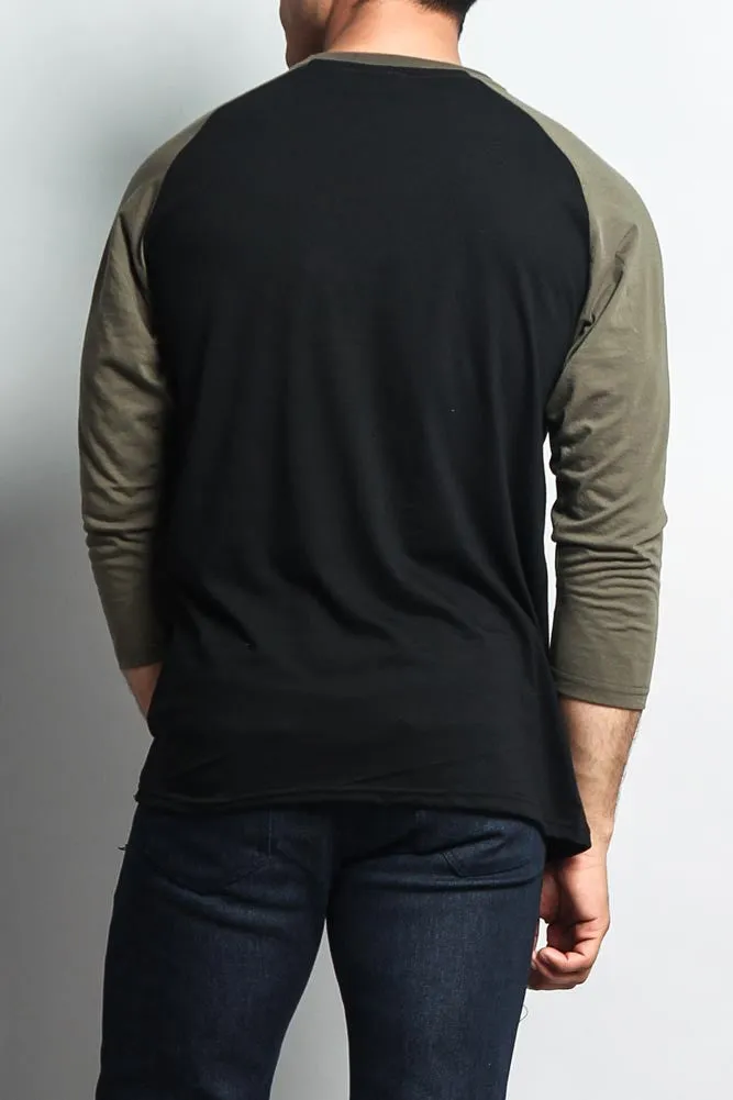 Men's Baseball T-Shirt (Black/Olive) sold by G-Style USA product image thumbnail 3