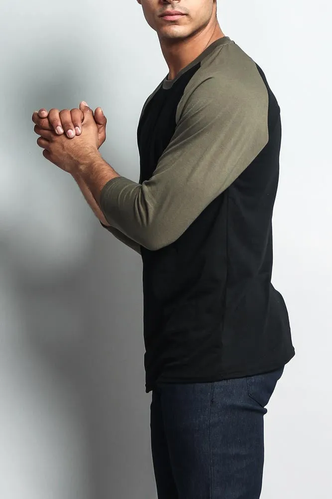 Men's Baseball T-Shirt (Black/Olive) sold by G-Style USA product image thumbnail 4