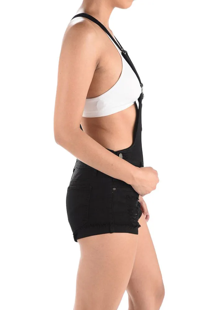 Women's Ripped Cutoff Shorts Overalls sold by G-Style USA product image thumbnail 3