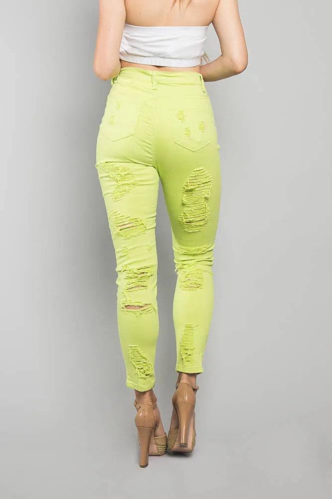 Neon Double Distressed Skinny Jeans sold by G-Style USA product image thumbnail 3