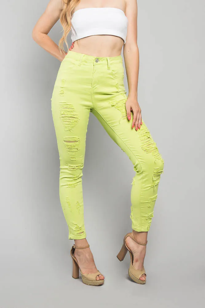 Neon Double Distressed Skinny Jeans sold by G-Style USA product image thumbnail 4