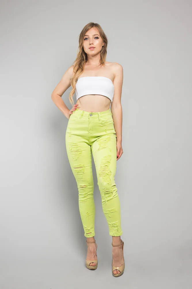 Neon Double Distressed Skinny Jeans sold by G-Style USA product image thumbnail 5