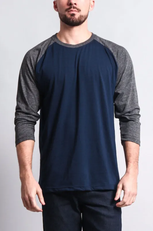 Men's Baseball T-Shirt (Navy/Charcoal) sold by G-Style USA