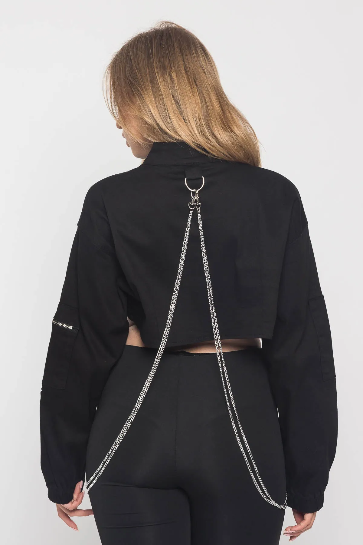 Cropped Shirt Jacket with Chains sold by G-Style USA product image thumbnail 4