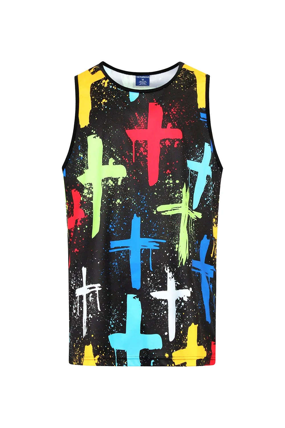 Men's Cross Paint Splatter Tank Top sold by G-Style USA product image thumbnail 5