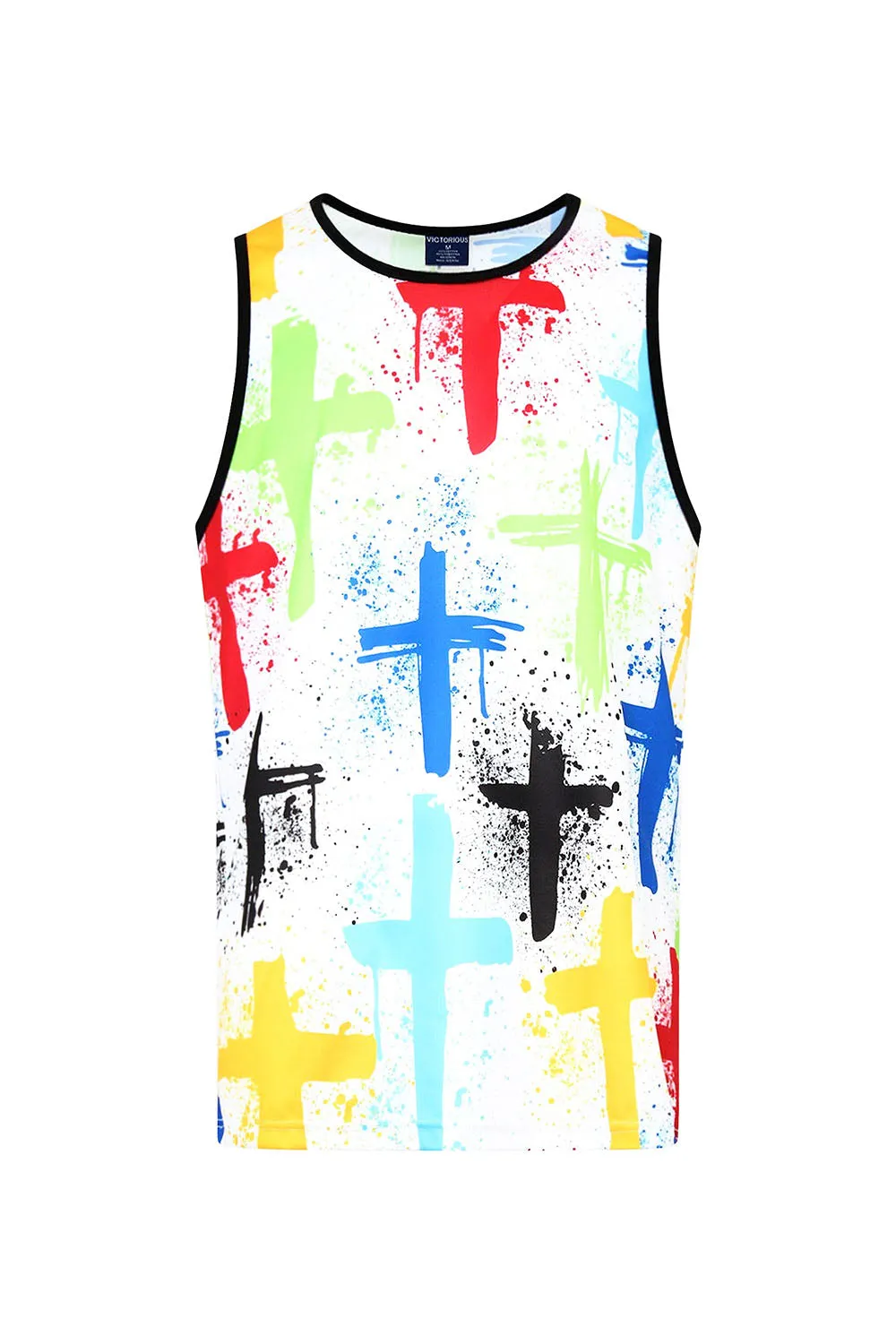 Men's Cross Paint Splatter Tank Top sold by G-Style USA