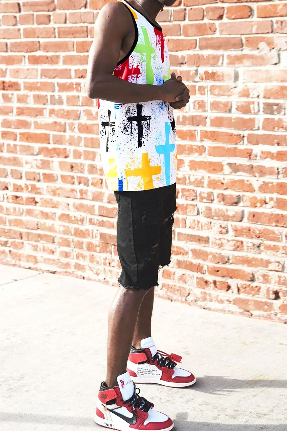 Men's Cross Paint Splatter Tank Top sold by G-Style USA product image thumbnail 4