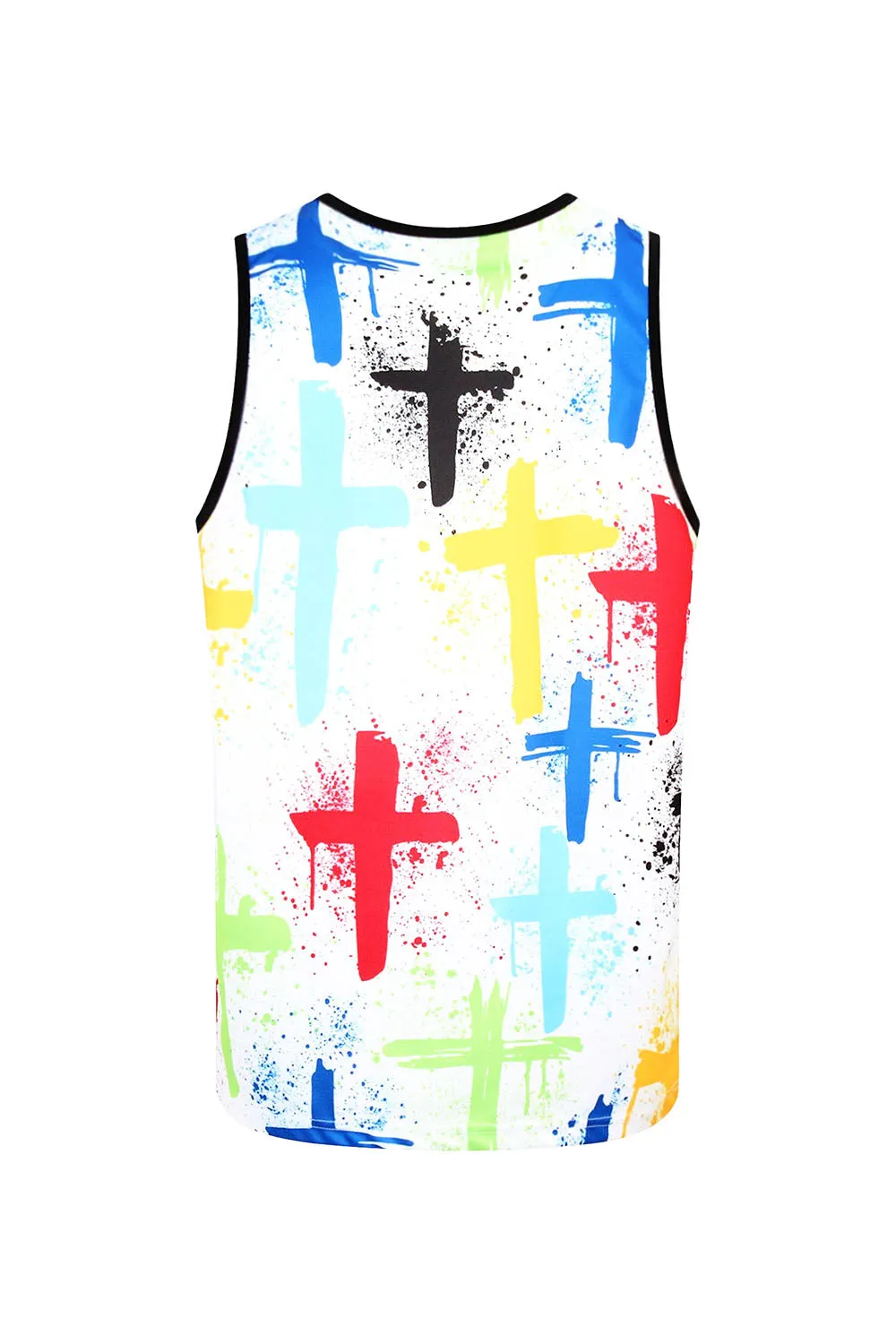 Men's Cross Paint Splatter Tank Top sold by G-Style USA product image thumbnail 2