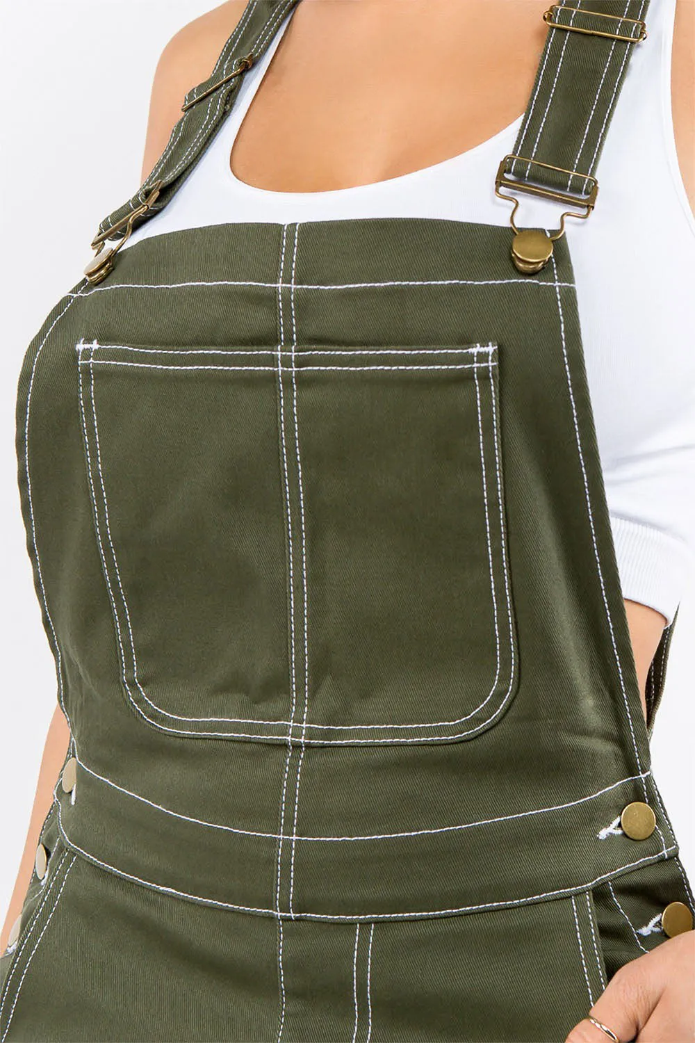 Women's Essential Wide Fit Solid Color Denim Overalls sold by G-Style USA product image thumbnail 4