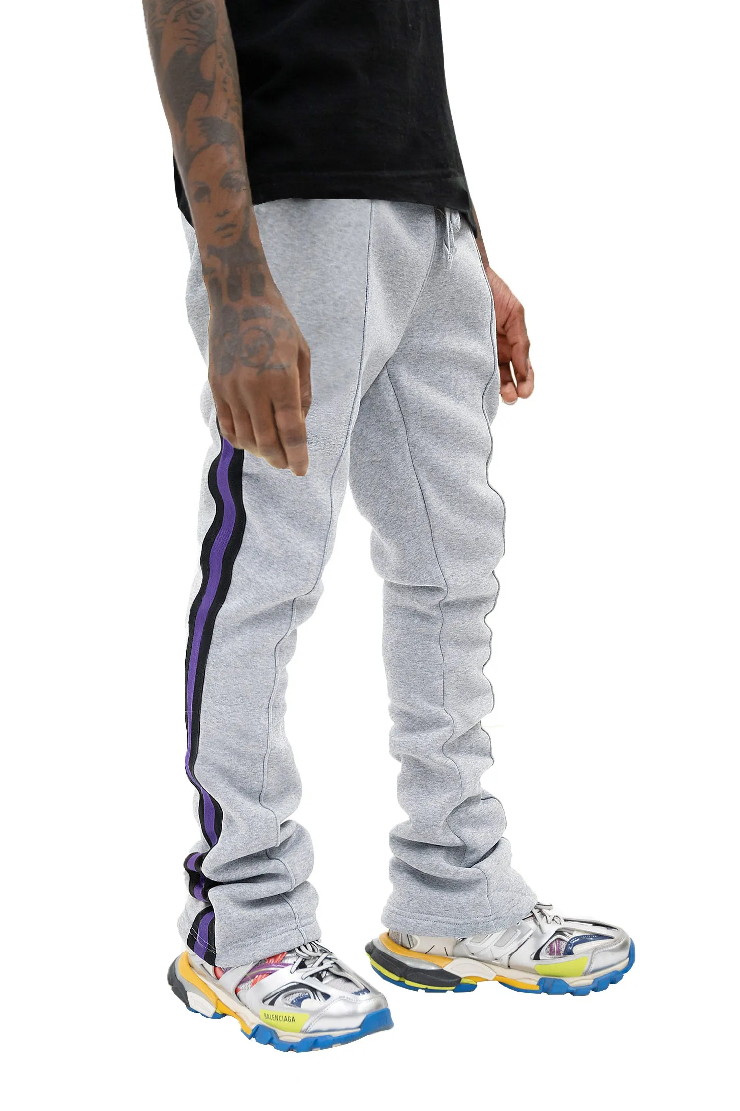 Men's Side Stripe Fleece Stacked Sweat Pants sold by G-Style USA product image thumbnail 4