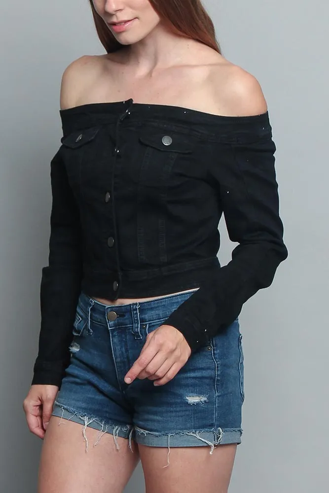 Off the Shoulder Denim Jacket sold by G-Style USA product image thumbnail 4