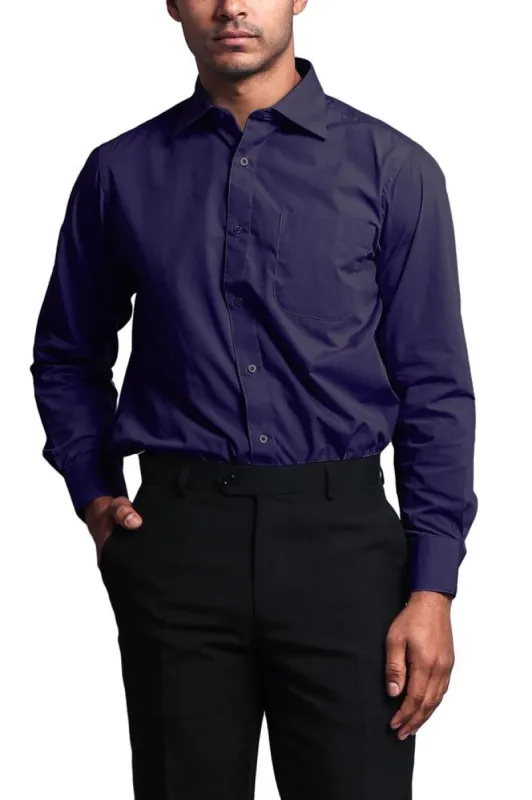 Regular Fit Long Sleeve Dress Shirt - Purple sold by G-Style USA