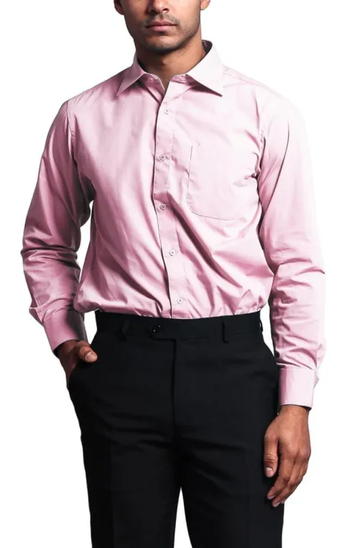 Regular Fit Long Sleeve Dress Shirt - Pink sold by G-Style USA