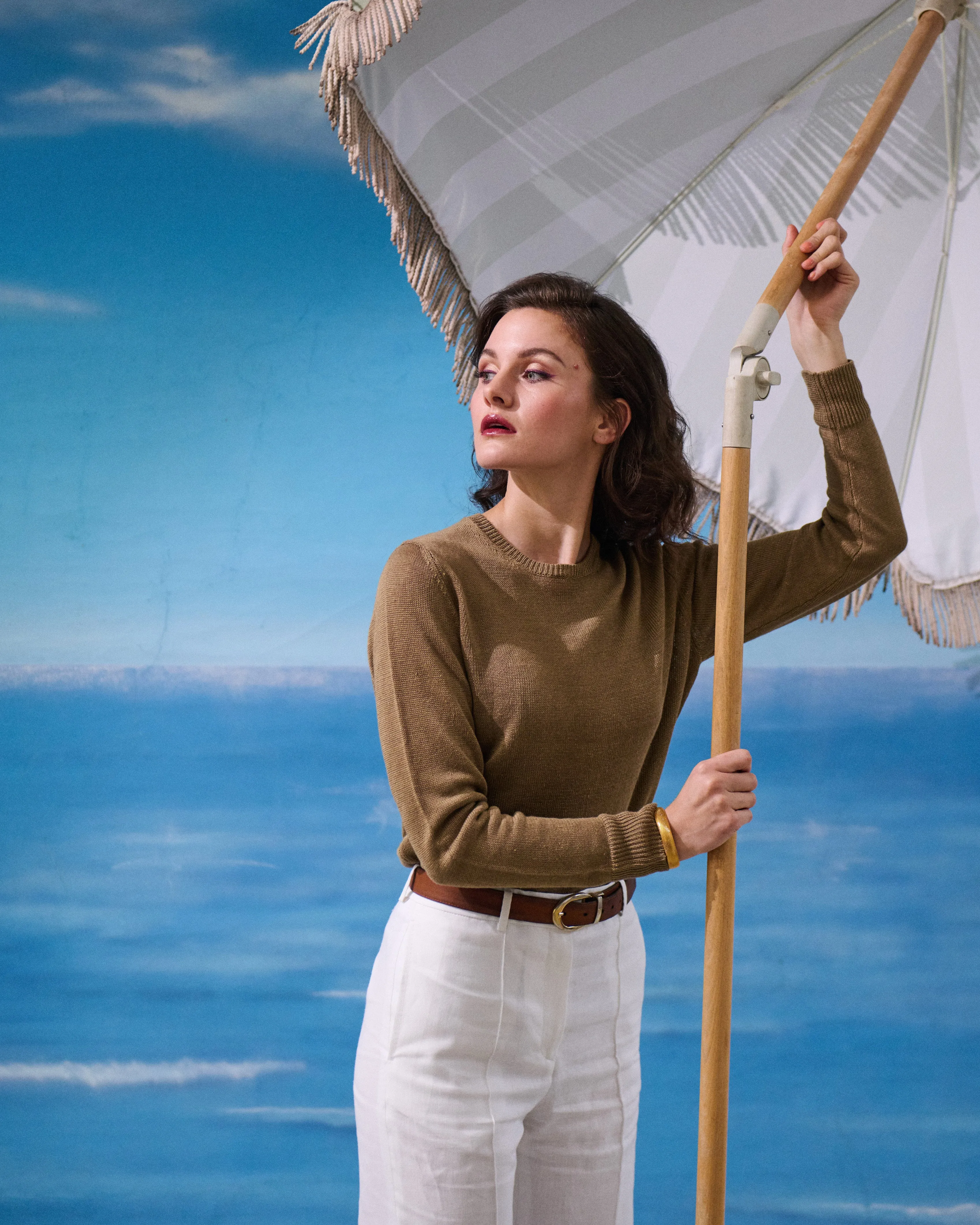 Pullover - Khaki linen sold by Maximilian Mogg