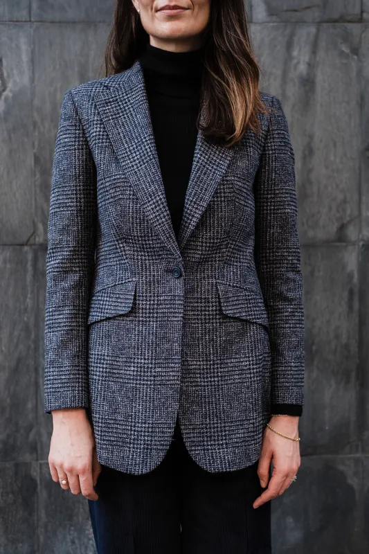 Jacket - Blue Wool-Linen-Cotton-Alpaca Blend by Ferla sold by Maximilian Mogg