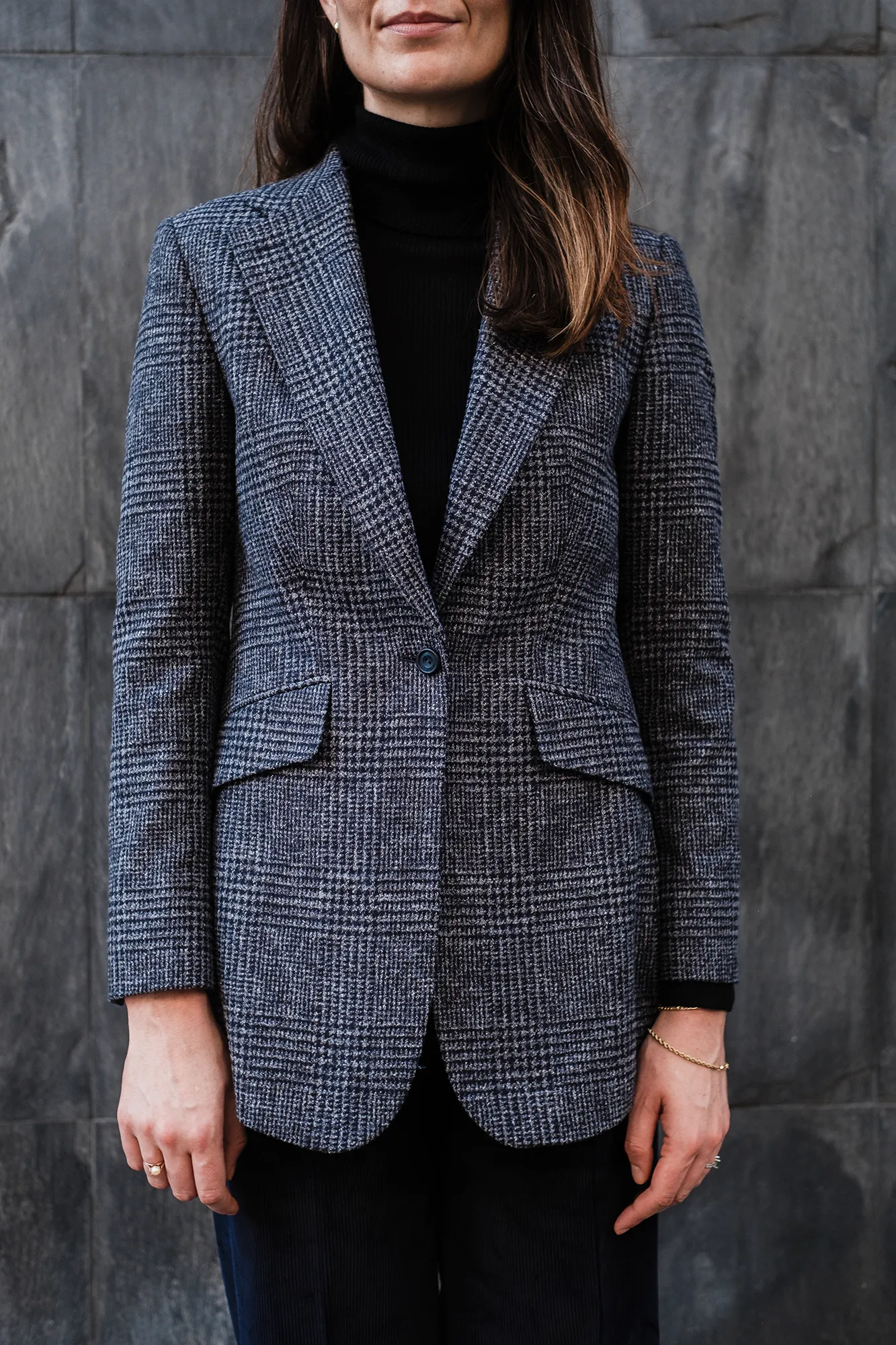 Jacket - Blue Wool-Linen-Cotton-Alpaca Blend by Ferla sold by Maximilian Mogg