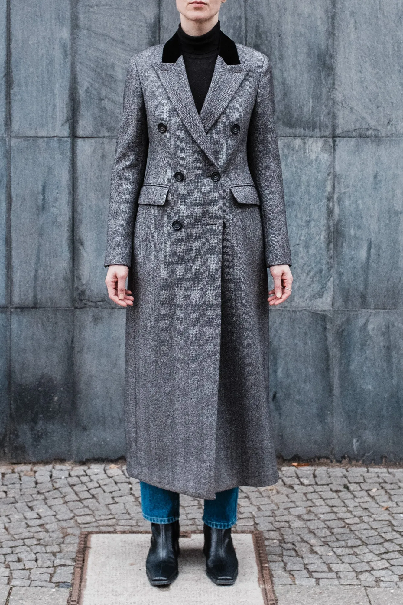 Overcoat - Midgrey Herringbone by Delfino sold by Maximilian Mogg product image thumbnail 2
