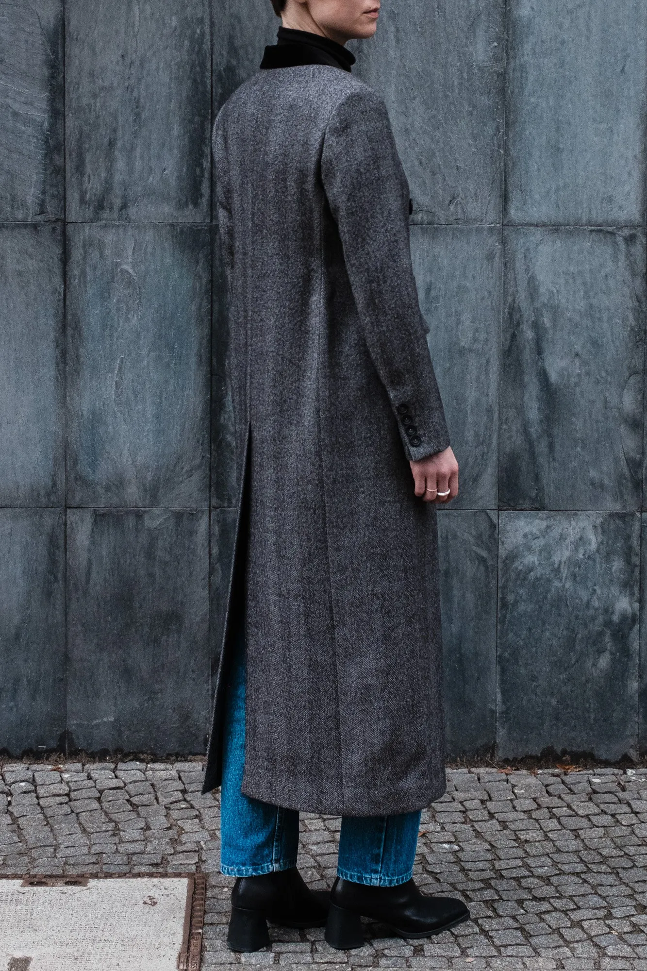 Overcoat - Midgrey Herringbone by Delfino sold by Maximilian Mogg product image thumbnail 4