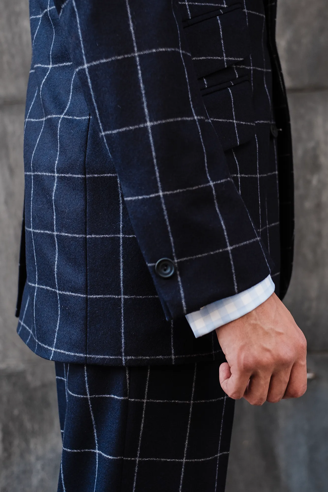 Suit - navy windowpane flannel sold by Maximilian Mogg product image thumbnail 5