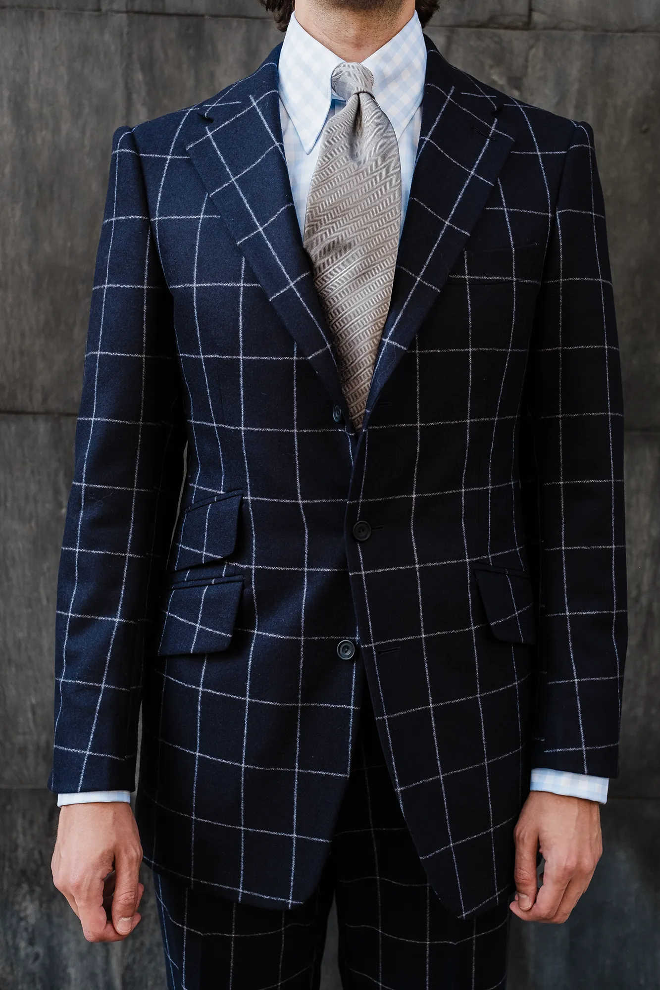Suit - navy windowpane flannel sold by Maximilian Mogg product image thumbnail 2