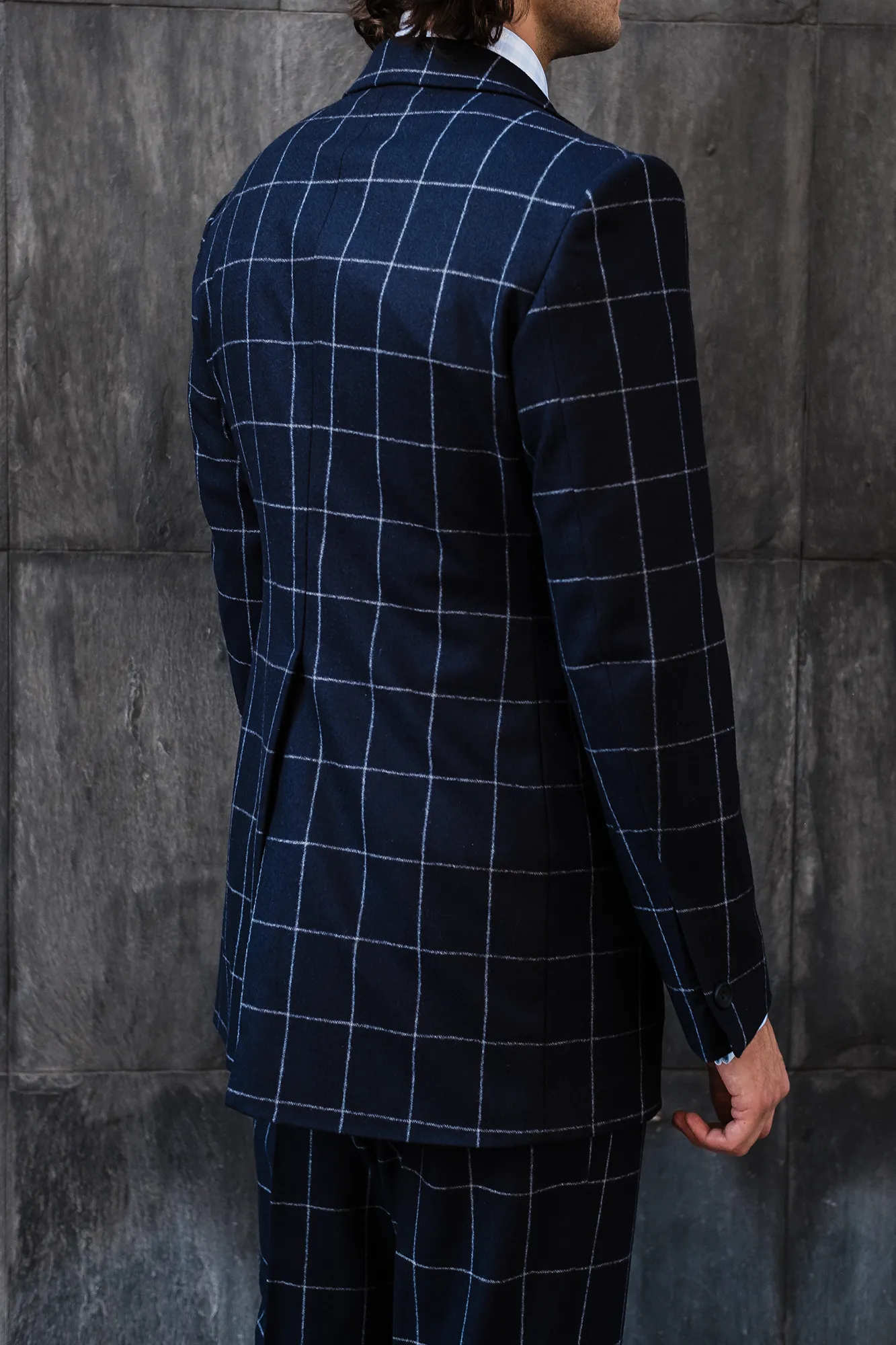 Suit - navy windowpane flannel sold by Maximilian Mogg product image thumbnail 4