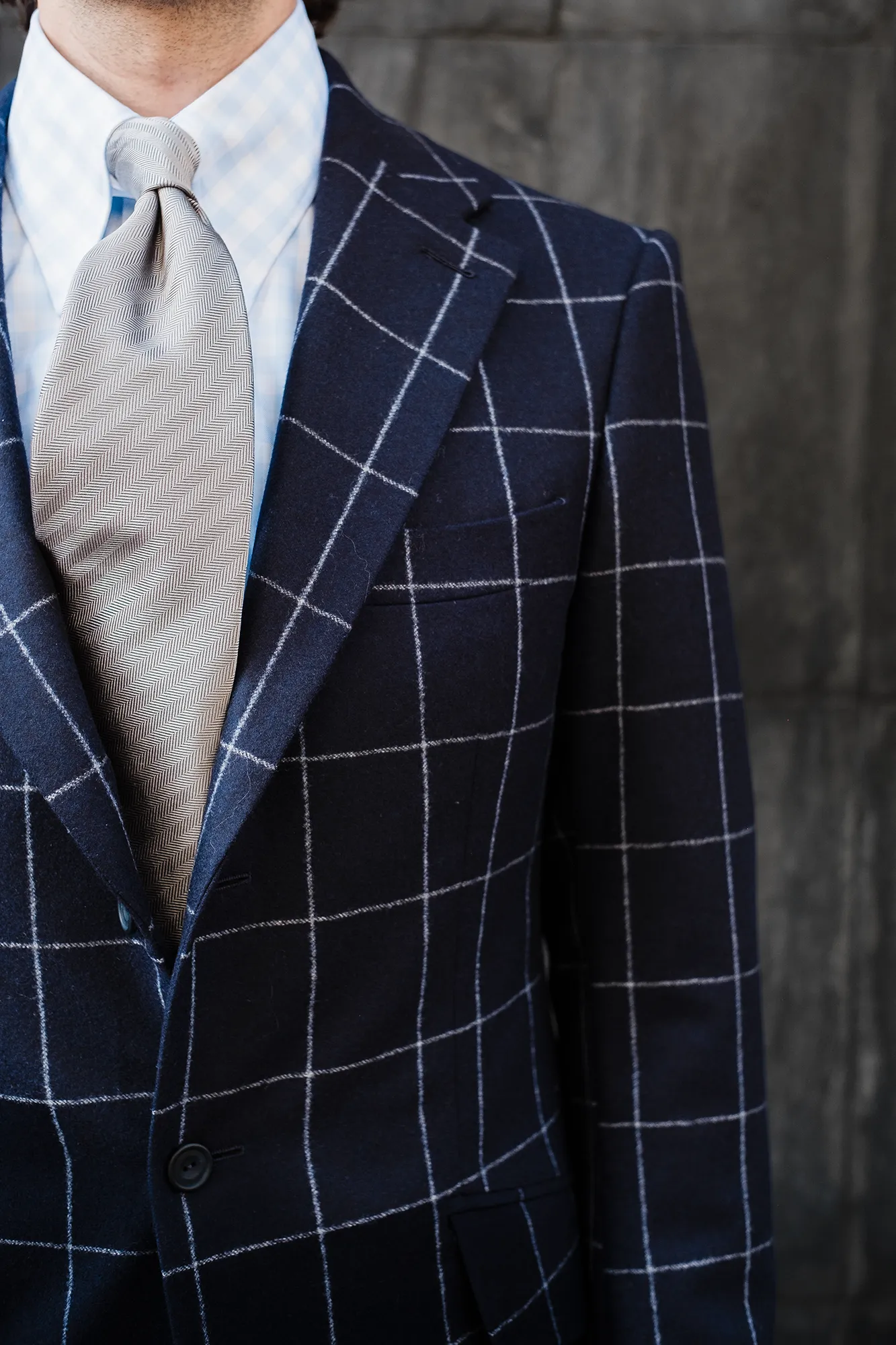 Suit - navy windowpane flannel sold by Maximilian Mogg product image thumbnail 3