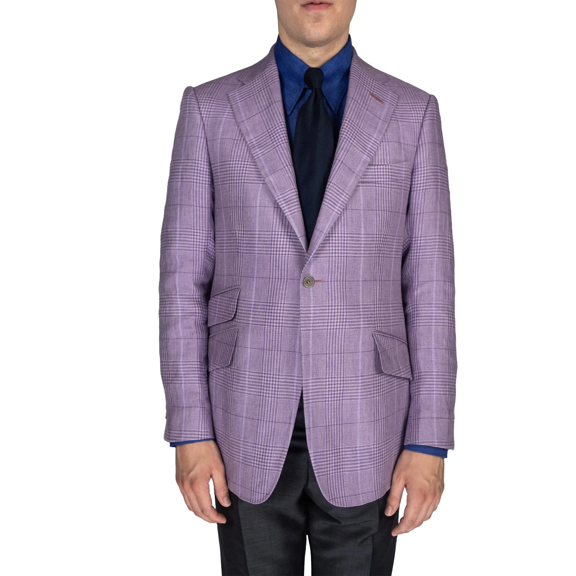 Jacket - Lilac-purple-pink checked linen by Maison Hellard (exclusive Flamant Rose) sold by Maximilian Mogg product image thumbnail 2