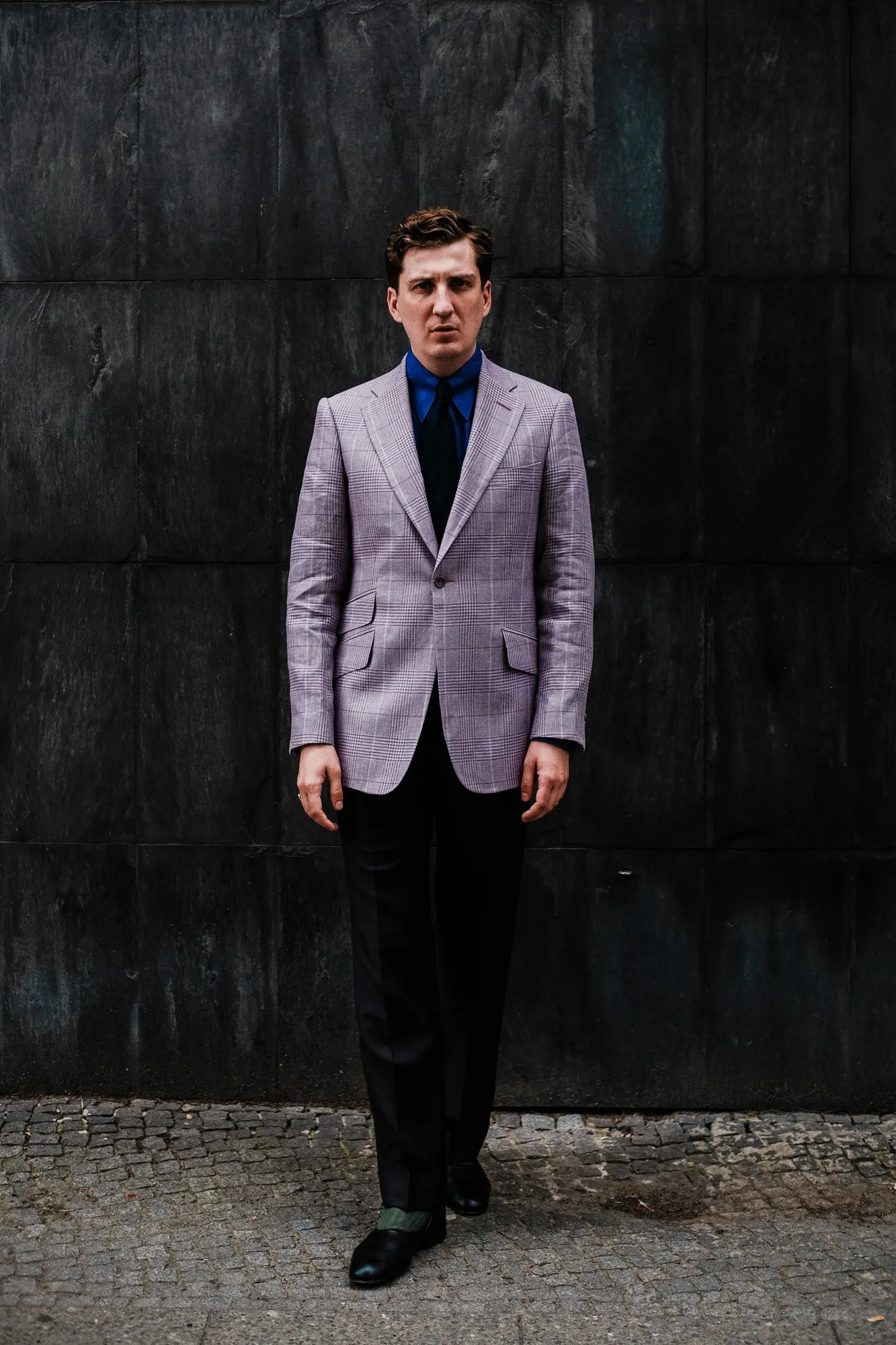 Jacket - Lilac-purple-pink checked linen by Maison Hellard (exclusive Flamant Rose) sold by Maximilian Mogg