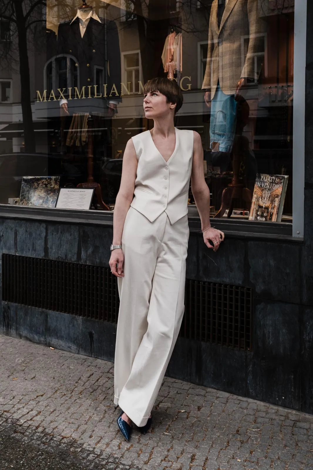 Waistcoat combination - White Cotton Twill sold by Maximilian Mogg