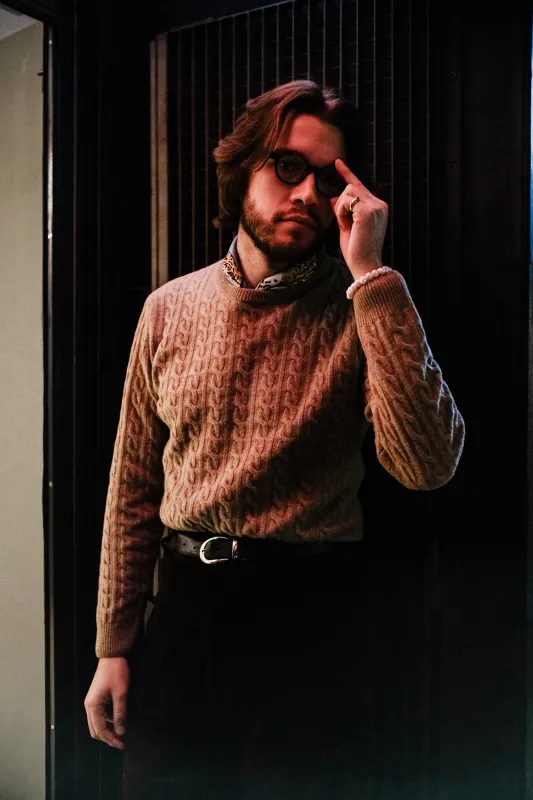 Pullover - beige cable knit made by Maximilian Mogg