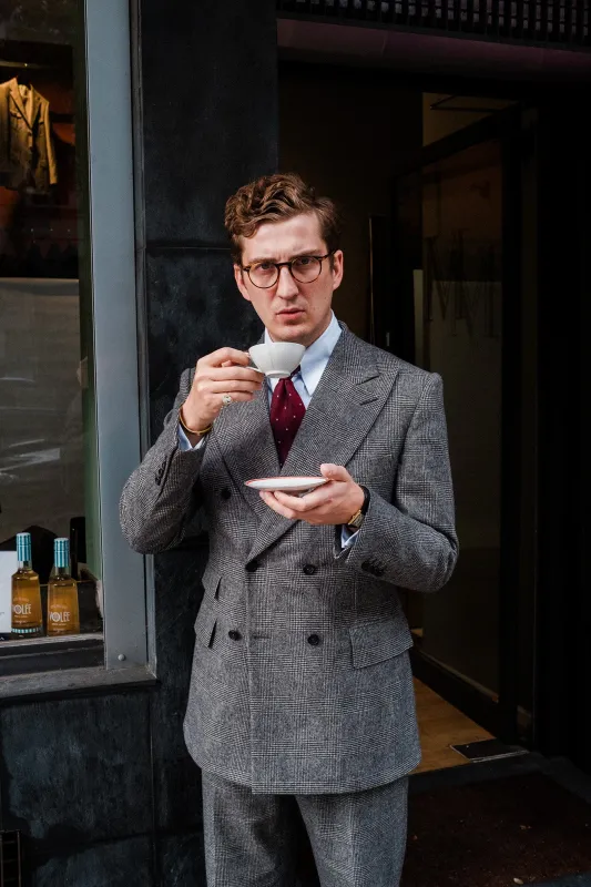 Suit - Black-on-grey Glencheck by Fox Brothers sold by Maximilian Mogg