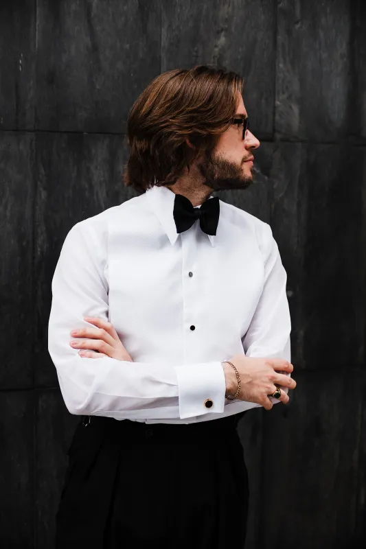 Shirt - White marcella bib spearpoint sold by Maximilian Mogg