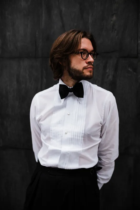 Shirt - White Pleated-Front Spearpoint sold by Maximilian Mogg