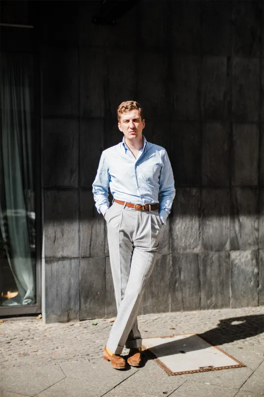 Trousers - Light-grey flannel sold by Maximilian Mogg