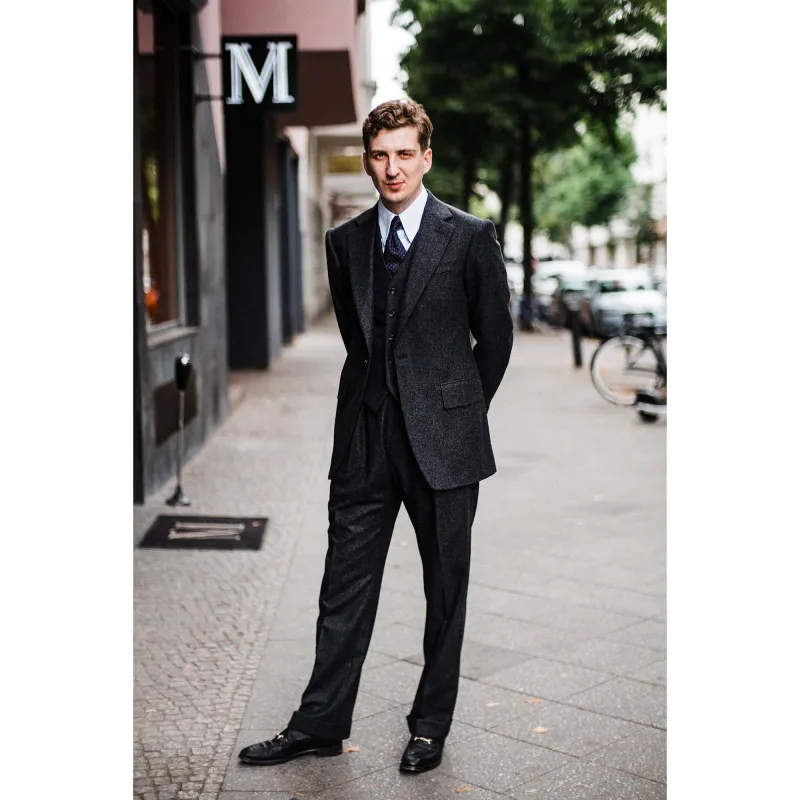Suit - charcoal puppytooth flannel sold by Maximilian Mogg