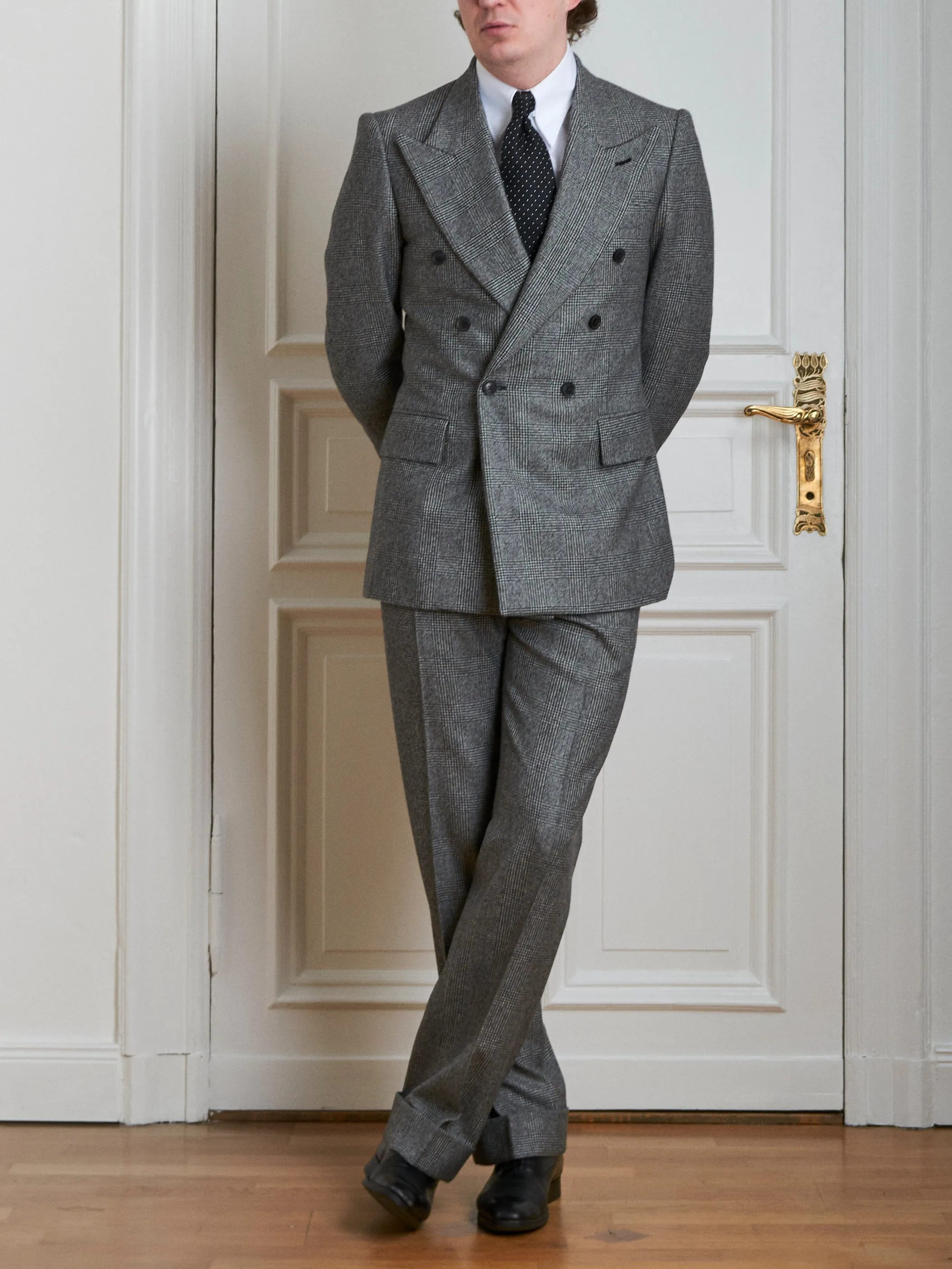 Suit - Grey-black glencheck flannel sold by Maximilian Mogg product image thumbnail 4
