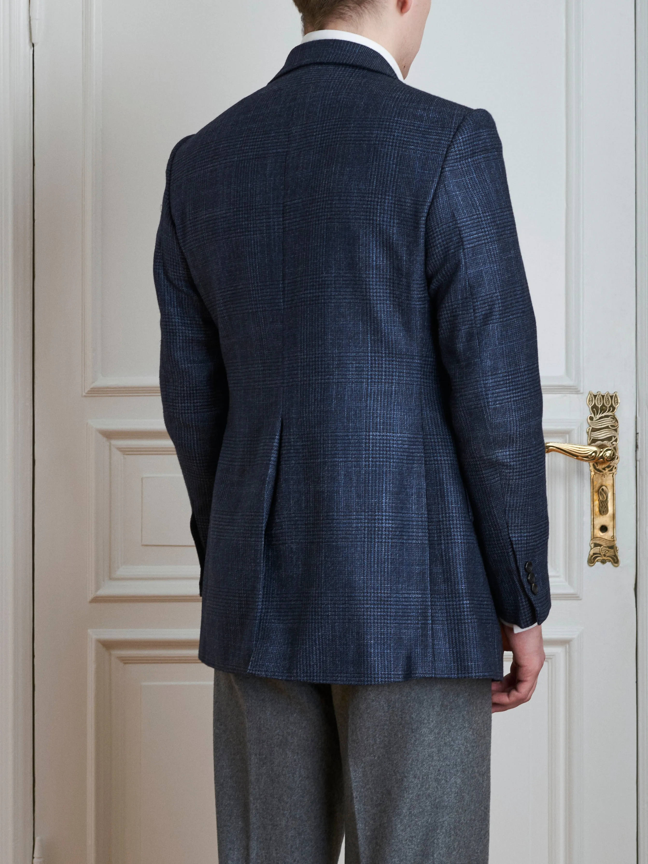 Jacket - Navy glencheck wool-silk-cashmere blend sold by Maximilian Mogg product image thumbnail 4