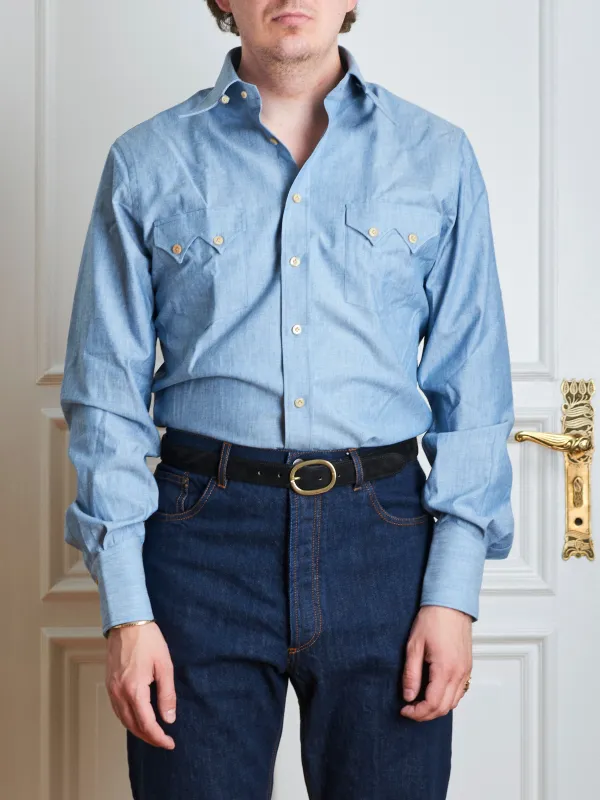 Shirt - Light blue chambray made by Maximilian Mogg