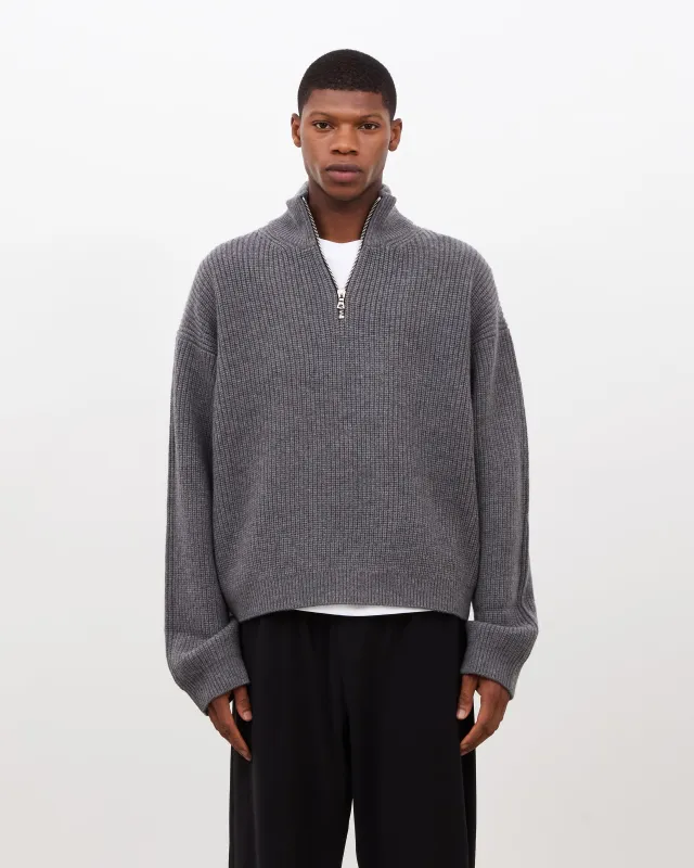 Merino Knit Q-Zip Sweater - Grey sold by Daniel Simmons