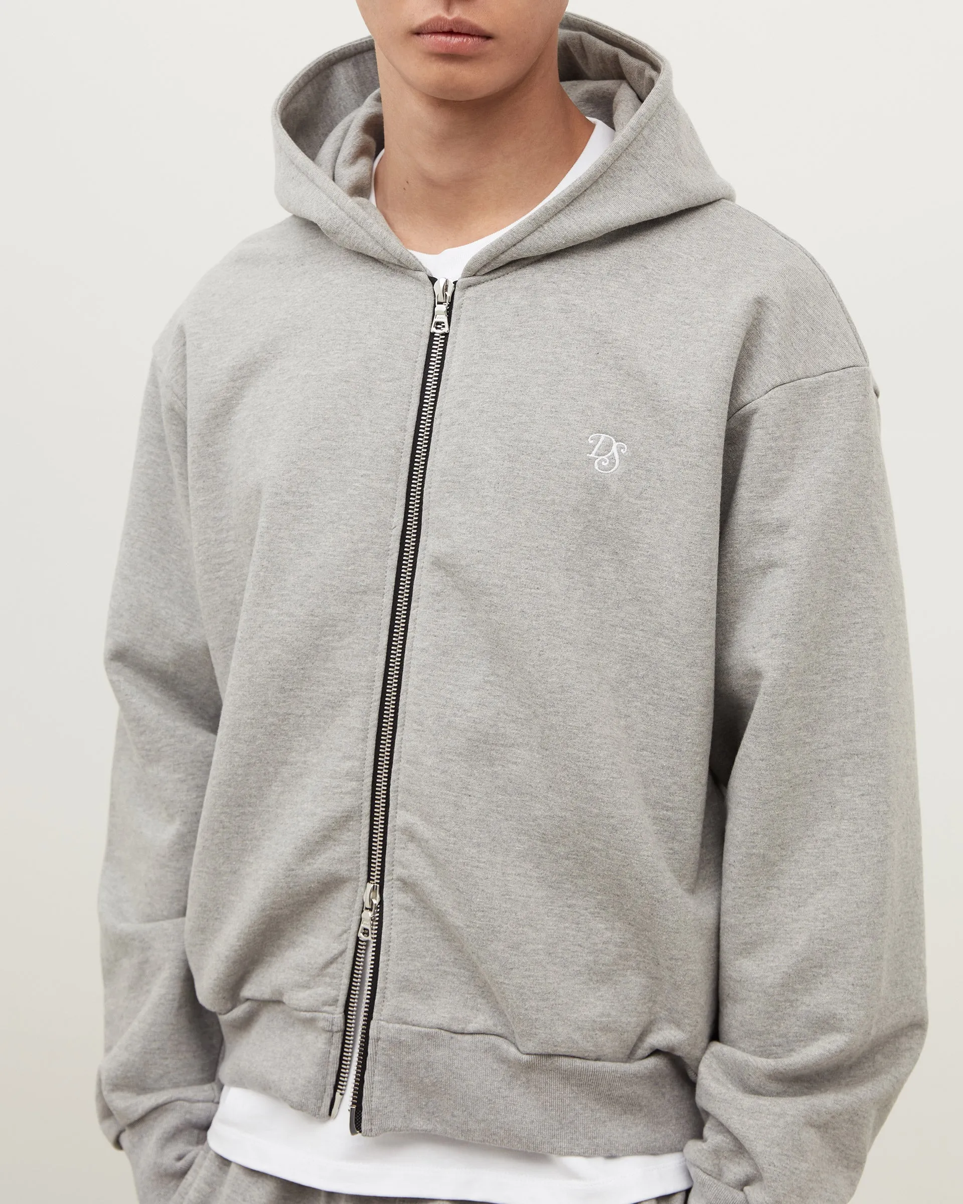 Lettermark Zip Hoodie - Heather Grey sold by Daniel Simmons product image thumbnail 3