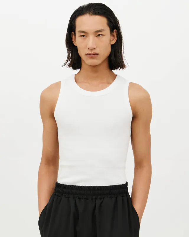 Embroidered Fitted Ribbed Vest - White sold by Daniel Simmons