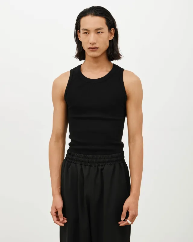Embroidered Fitted Ribbed Vest - Black sold by Daniel Simmons