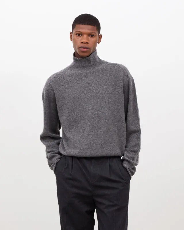 Merino Roll Neck Sweater - Grey sold by Daniel Simmons
