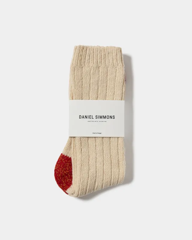 Knitted Wool Sock - Orange / Cream sold by Daniel Simmons