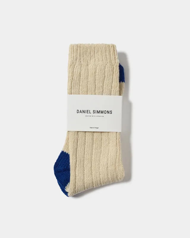 Knitted Wool Sock - Blue / Cream sold by Daniel Simmons